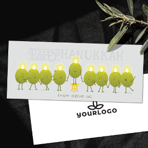 Hanukkah Menorah Olives   Gray Company Logo Card