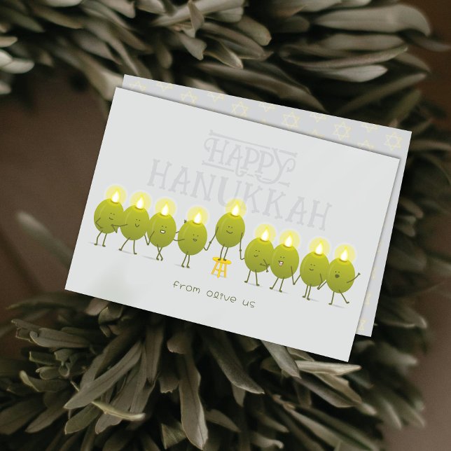 Hanukkah Menorah Olives | Grey Group Holiday Card (Creator Uploaded)