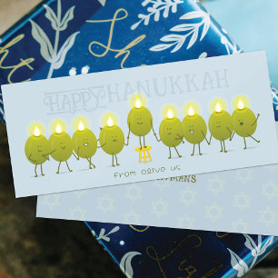 Hanukkah Menorah Olives   Pale Blue Group Card