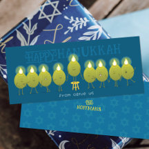 Hanukkah Menorah Olives | Teal Blue Group Card