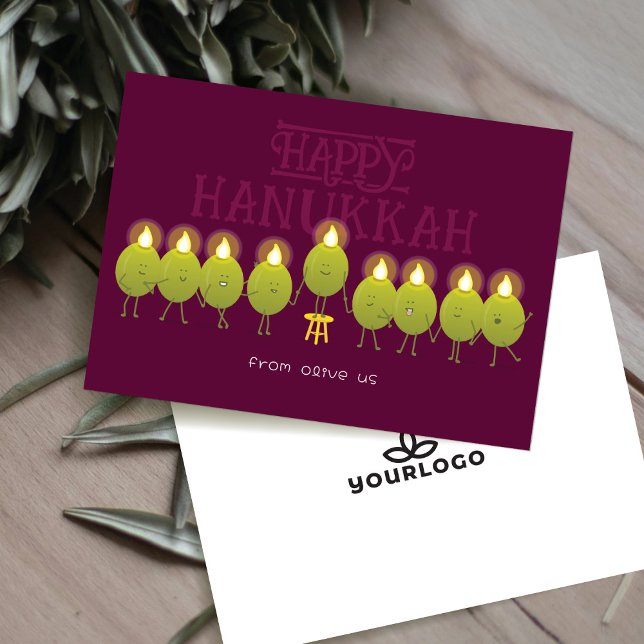 Hanukkah Menorah Olives | Wine Company Logo Holiday Card (Creator Uploaded)