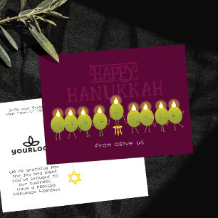 Hanukkah Menorah Olives   Wine Company Logo Postcard