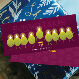 Hanukkah Menorah Olives Wine Group Card