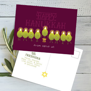 Hanukkah Menorah Olives, Wine Group Postcard