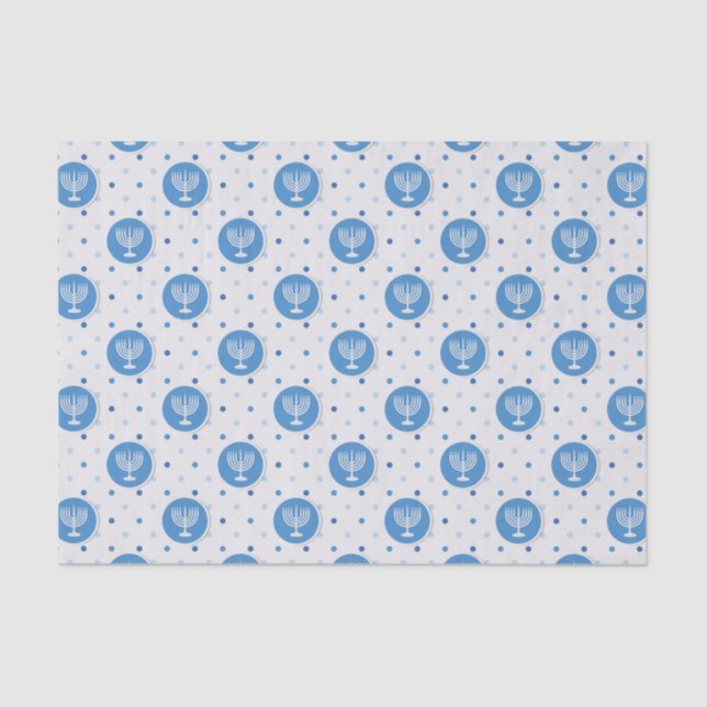 Hanukkah  Menorah on Polka Dots Tissue Paper (Front)