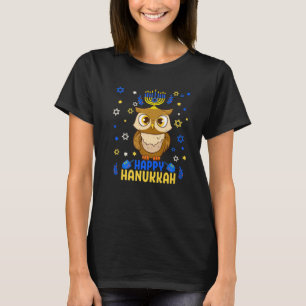 Hanukkah Menorah Owl Funny Chanukah Jewish Gift T-Shirt