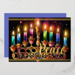Hanukkah Menorah Peace Watercolor Foil Holiday Card<br><div class="desc">Hanukkah Menorah Peace Watercolor</div>