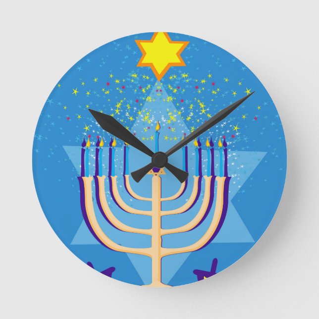 hanukkah menorah round clock (Front)