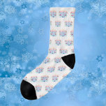 Hanukkah menorah socks<br><div class="desc">.Celebrate eight days and eight nights of the Festival of Lights with Hanukkah cards and gifts. The festival of lights is here. Light the menorah, play with the dreidel and feast on latkes and sufganiyots. Celebrate the spirit of Hanukkah with friends, family and loved ones by wishing them Happy Hanukkah....</div>