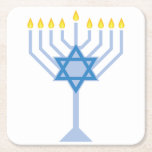 Hanukkah Menorah Square Paper Coaster<br><div class="desc">Use this beautiful menorah on a festive Hanukkah napkin.</div>