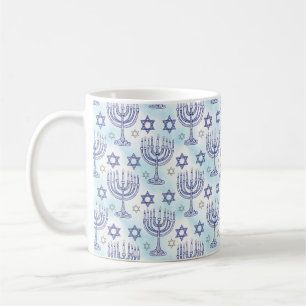 Hanukkah Menorah Star of David Doodle Art Style Coffee Mug