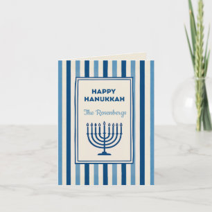 Hanukkah Menorah Stripes Trendy Custom Holiday Card