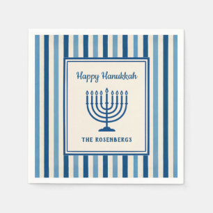 Hanukkah Menorah Stripes Trendy Custom  Napkin
