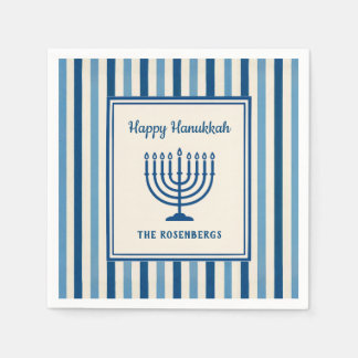 Hanukkah Menorah Stripes Trendy Custom  Napkin