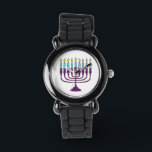 Hanukkah Menorah Watch<br><div class="desc">Hanukkah Menorah wristwatch</div>