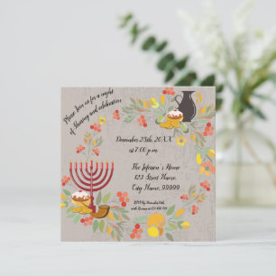 Hanukkah Menorah with Candles Invitation