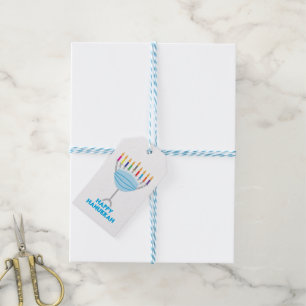 Hanukkah Menorah with face mask Gift Tags