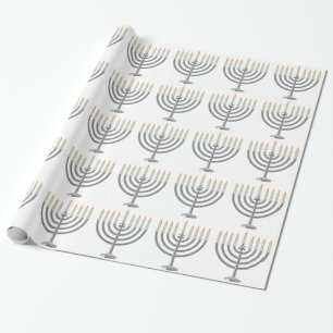 Hanukkah menorah wrapping paper