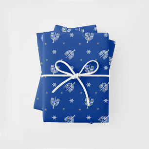 Hanukkah Menorah Wrapping Paper Sheet