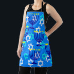 Hanukkah Menorahs Apron<br><div class="desc">This apron has a Hanukkah design of menorahs and stars on a blue background. Great for the season.</div>