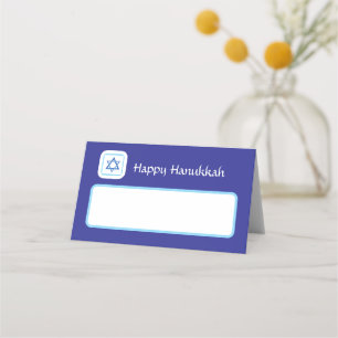 HANUKKAH message Blue Jewish Star Place Card