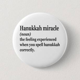 Hanukkah Miracle Funny Chanukah Jewish Definition 6 Cm Round Badge