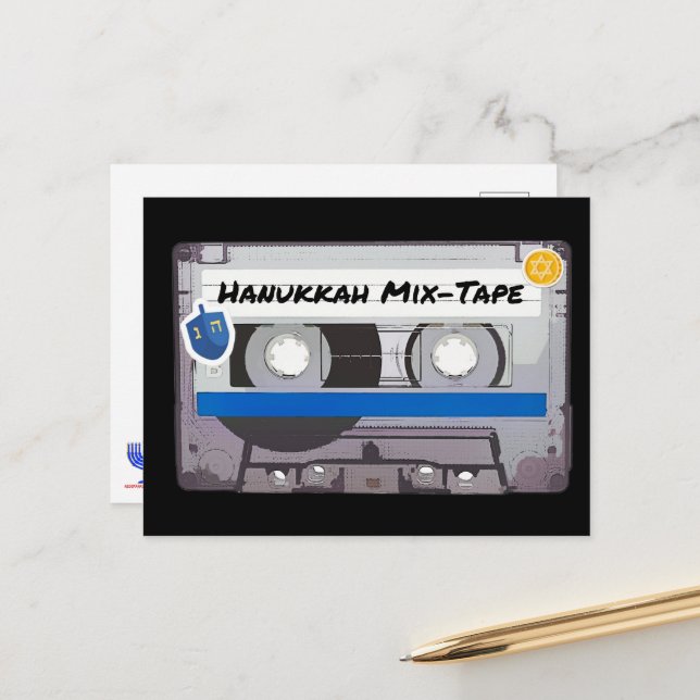 Hanukkah Mix-Tape Postcard (Front/Back In Situ)