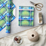 Hanukkah Modern Trendy Blue Green Menorah Pattern Wrapping Paper<br><div class="desc">A close-up photo illustration of bright, colourful, blue and green artsy menorahs helps you usher in the holiday of Hanukkah in style. Feel the warmth and joy of the holiday season whenever you use this bright, colourful Hanukkah wrapping paper. Matching cards, postage, stickers, pillows, housewares, totebags, and other products are...</div>