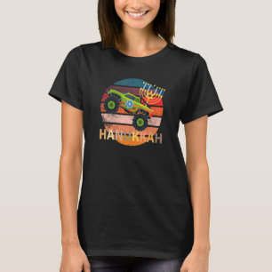 Hanukkah Monster Truck Dreidel Menorah Retro Vint T-Shirt