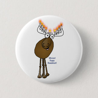 Hanukkah moose! 6 cm round badge