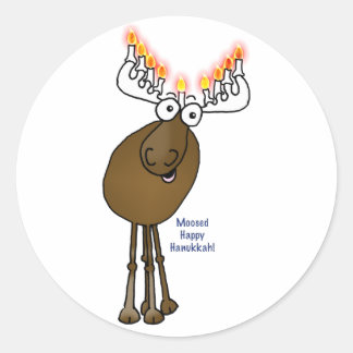 Hanukkah moose! classic round sticker