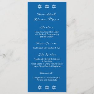 Hanukkah Motif blue Dinner Menu