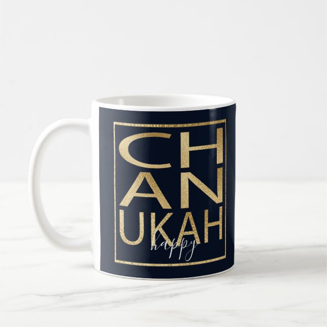 Hanukkah Mug "Chanukah Happy Gold" (Left)