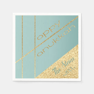 Hanukkah Napkin Personalise Elegant Too Turq, Gold