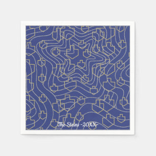 Hanukkah Napkin Personalise "Stars & Dreidels"