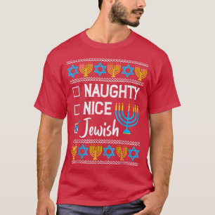 Hanukkah Naughty Nice Jewish Funny Ugly Christmas T-Shirt