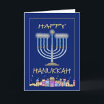 Hanukkah Night Holiday Card<br><div class="desc">Chanukah / Hanukkah  holiday card. Celebrate the festival of lights with family and friends. Inside is customisable "May this Chanukah and all the days that follow be filled with joy,  beauty and shalom."</div>