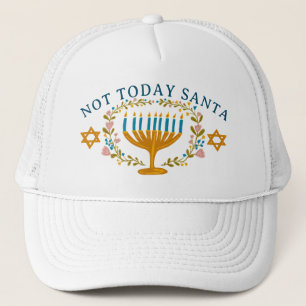 HANUKKAH NOT TODAY SANTA Funny Floral Hand-drawn Trucker Hat
