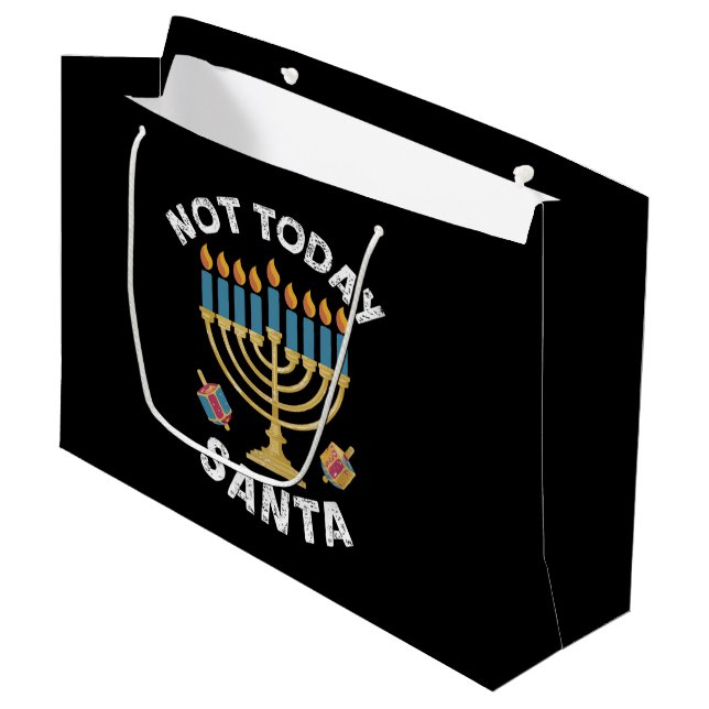 Hanukkah Not Today Santa Jewish Chanukah  Large Gift Bag (Front Angled)