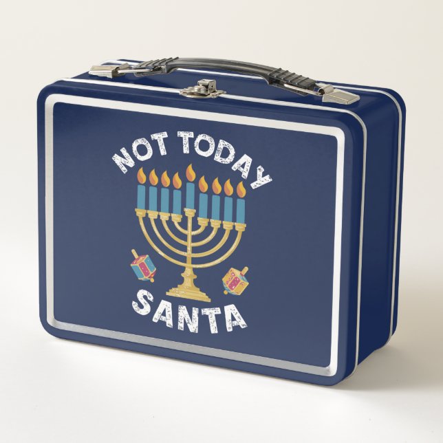 Hanukkah Not Today Santa Jewish Chanukah  Metal Lunch Box (Front)