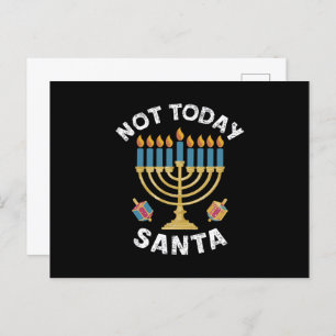 Hanukkah Not Today Santa Jewish Chanukah Postcard