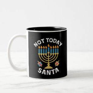 Hanukkah Not Today Santa Jewish Chanukah  Two-Tone Coffee Mug