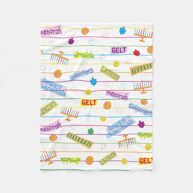 Hanukkah Party Fleece Blanket/Small (Front)