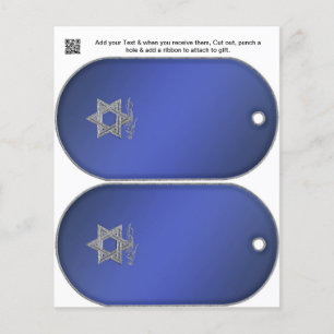 Hanukkah Party gift or favour Bag Tags Flyer