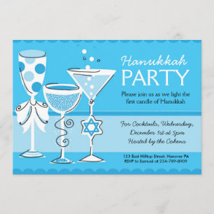 Hanukkah Party Invitations with Cocktails
