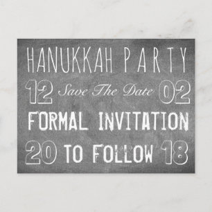 Hanukkah Party Save The Date Chalkboard Style Announcement Postcard