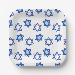 Hanukkah Party Star of David Blue Paper Plate