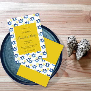 Hanukkah Party Watercolor Star Of David Invitation