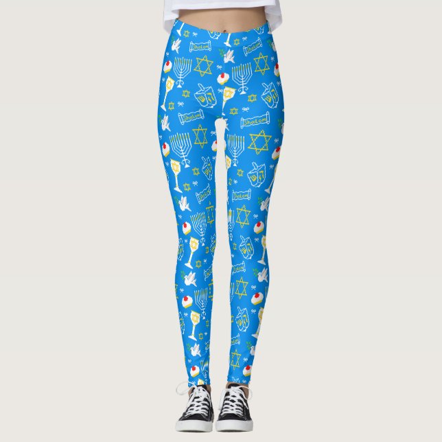 Hanukkah Pattern Leggings (Front)