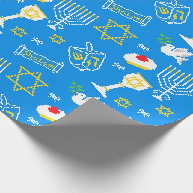 Hanukkah Pattern Wrapping Paper (Corner)